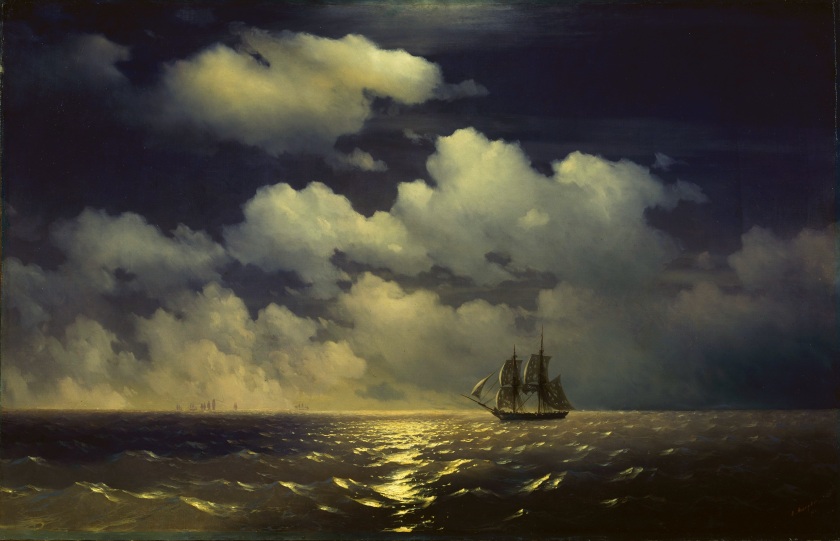 "The brig Mercury encounter after defeating two Turkish ships of the Russian squadron" - Ivan Konstantinovich Aivazovsky - 1848 - via wikipedia.org