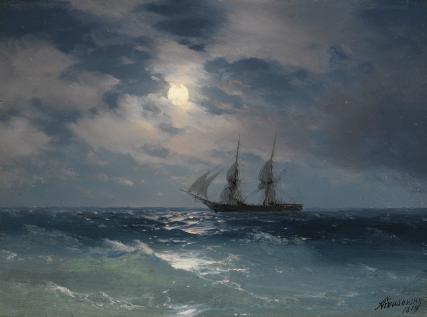 "The Brig Mercury in Moonlight" - Ivan Konstantinovich Aivazovsky - 1874 - via sothebys.com